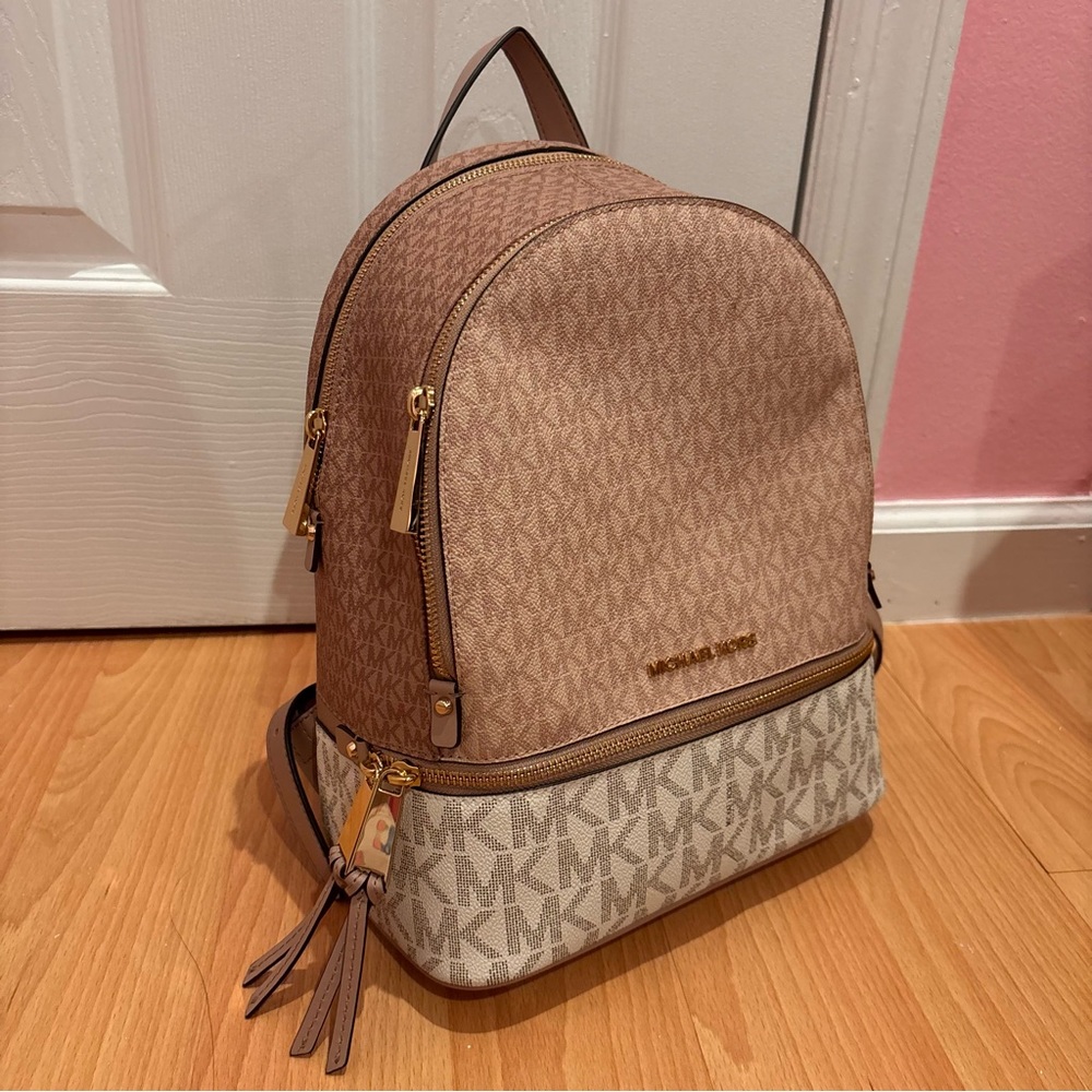 Michael Kors Brown and Cream Backpack